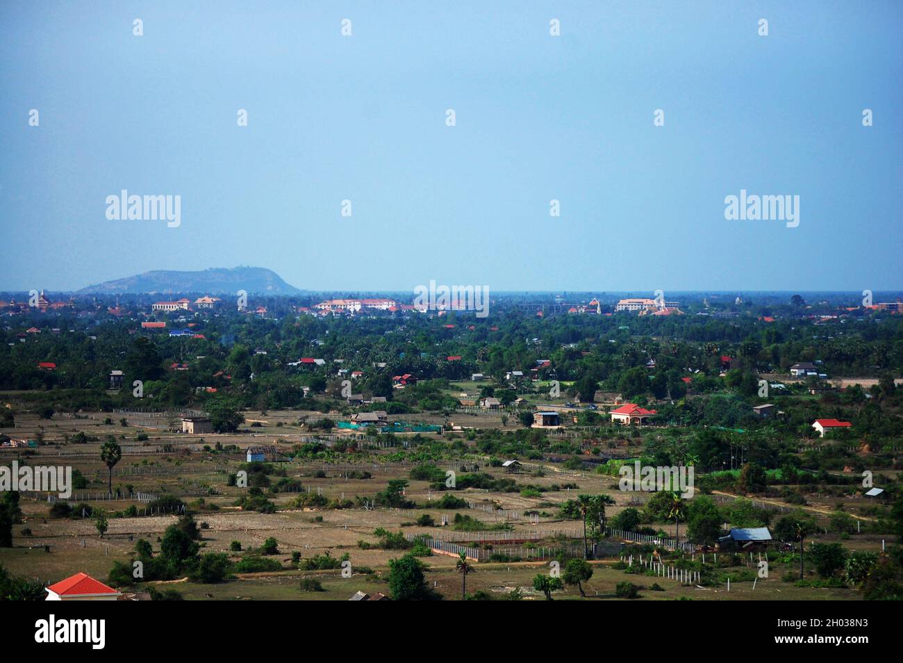 Aerial view landscape cityscape small village countryside rural with ...