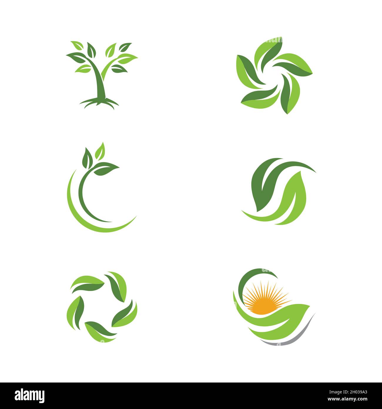 Green Tree leaf ecology nature element vector design Stock Photo - Alamy