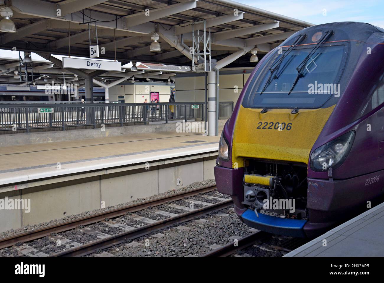 An East Midlands Railway Class 222 Meridian Train At Derby Station An East Midlands Railway Class 222 Meridian Train At Derby Station