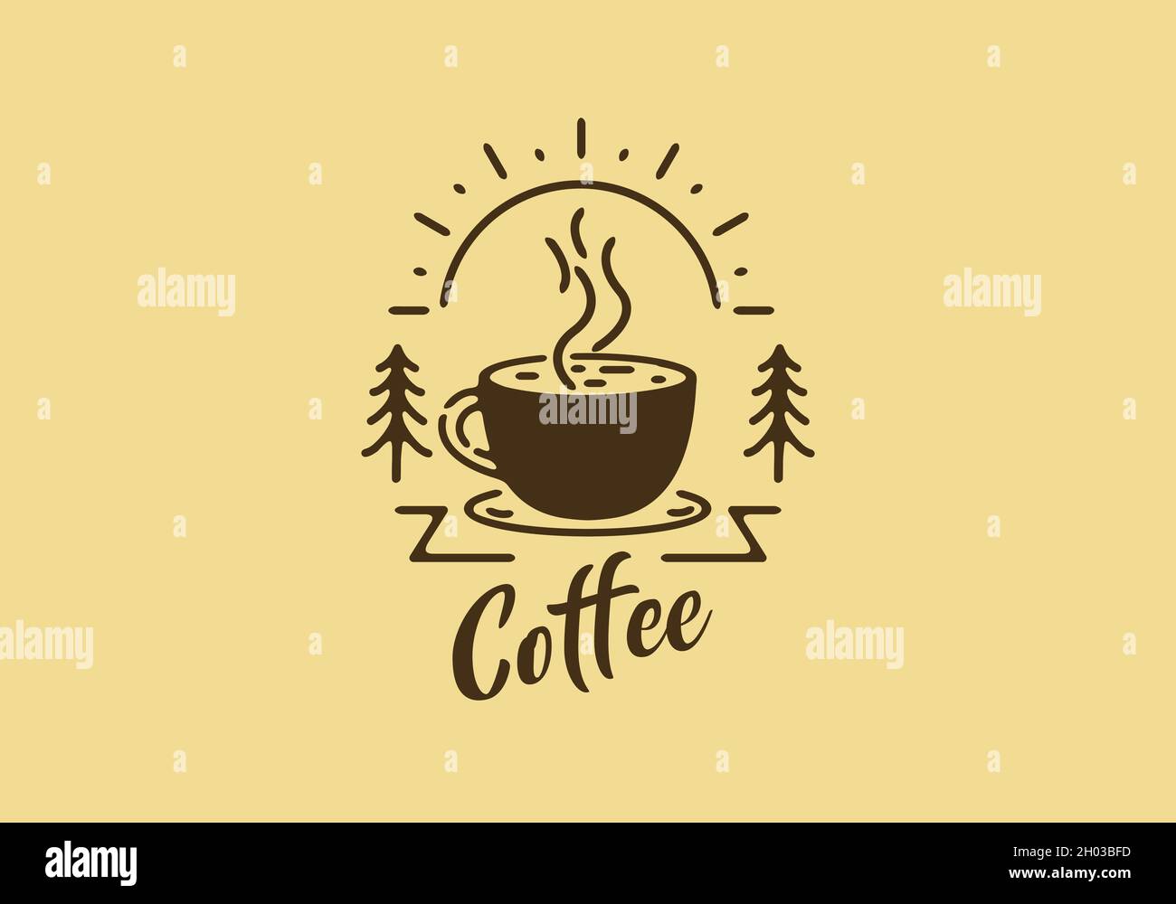 Coffee cup line art illustration drawing design Stock Vector Image ...