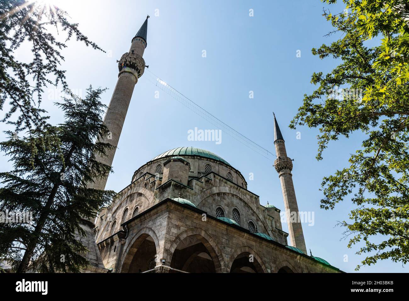 Ankara Maltepe Mosque Breathtaking Picturesque Frontal View on a Blue Sky Day in Summer Stock Photo