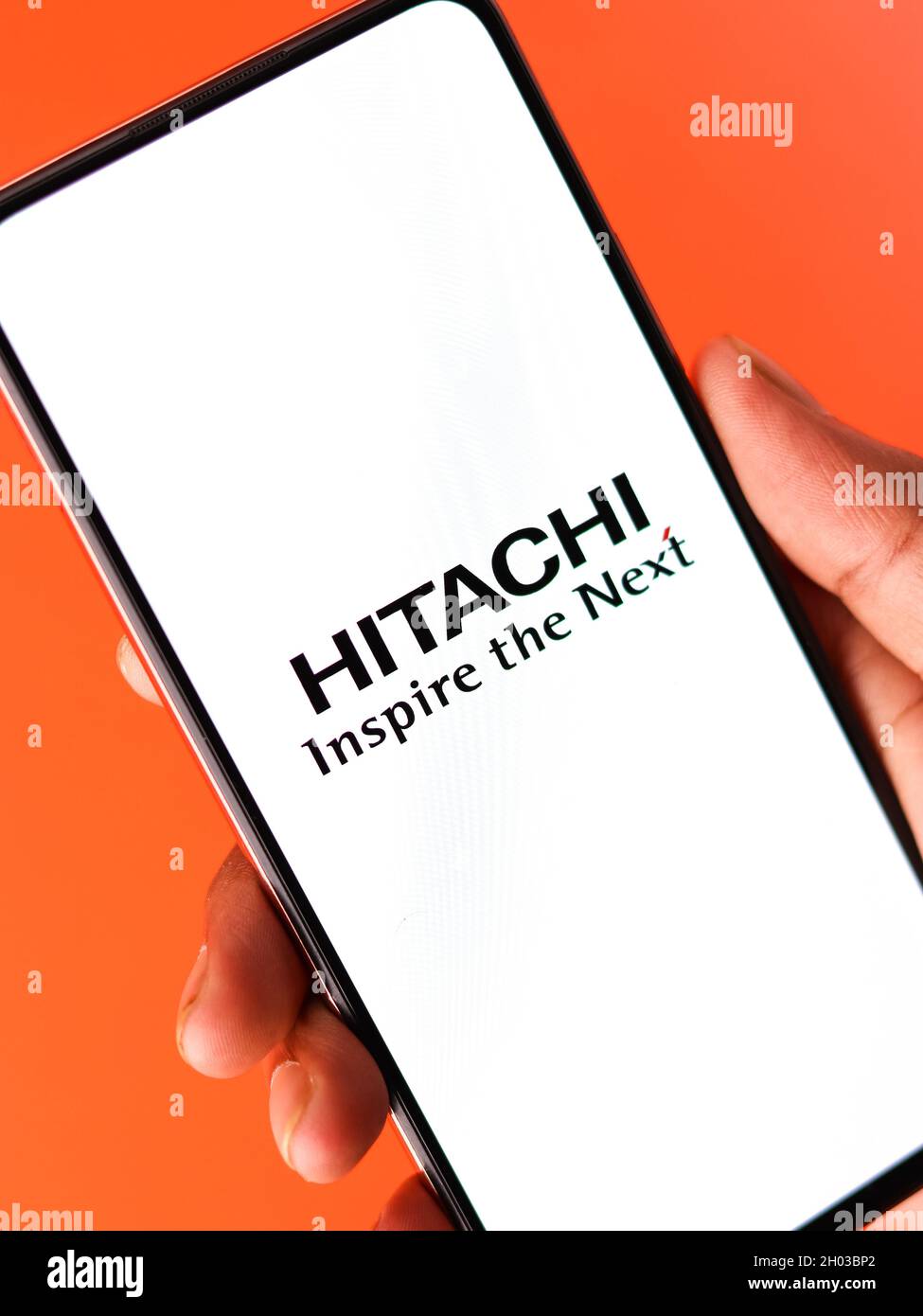 West Bangal, India - October 09, 2021 : Hitachi logo on phone screen stock  image Stock Photo - Alamy
