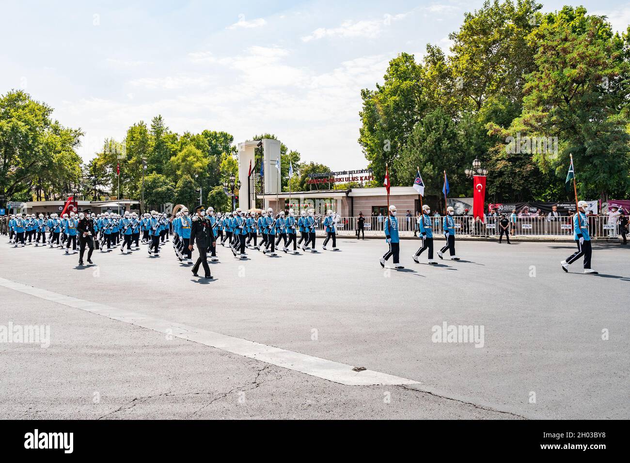 Ankara Military Parade on Victory Day Zafer Bayrami Breathtaking Picturesque View on a Blue Sky Day in Summer Stock Photo