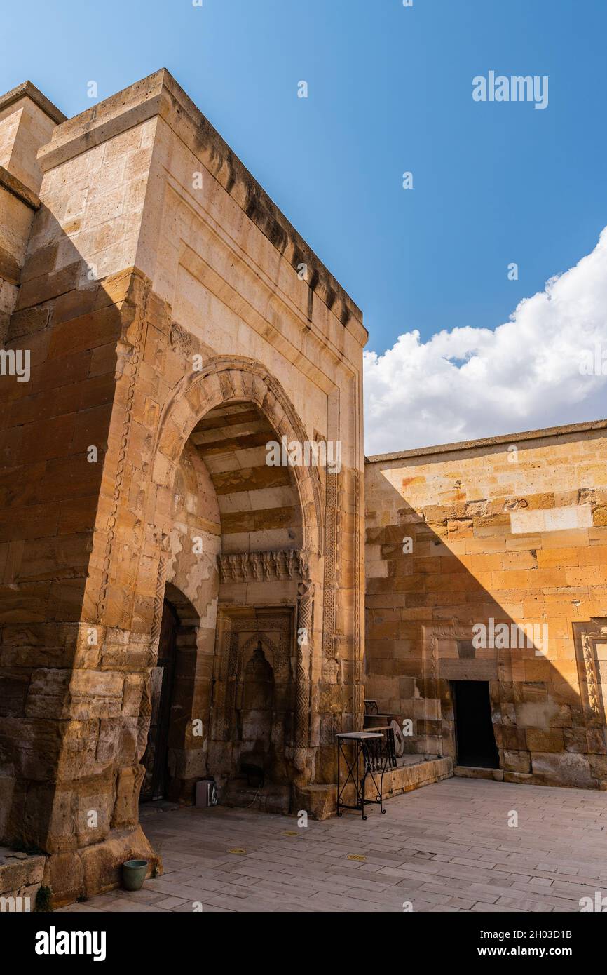 Nevshehir Saruhan Caravanserai Breathtaking Picturesque View of Courtyard on a Blue Sky Day in Summer Stock Photo