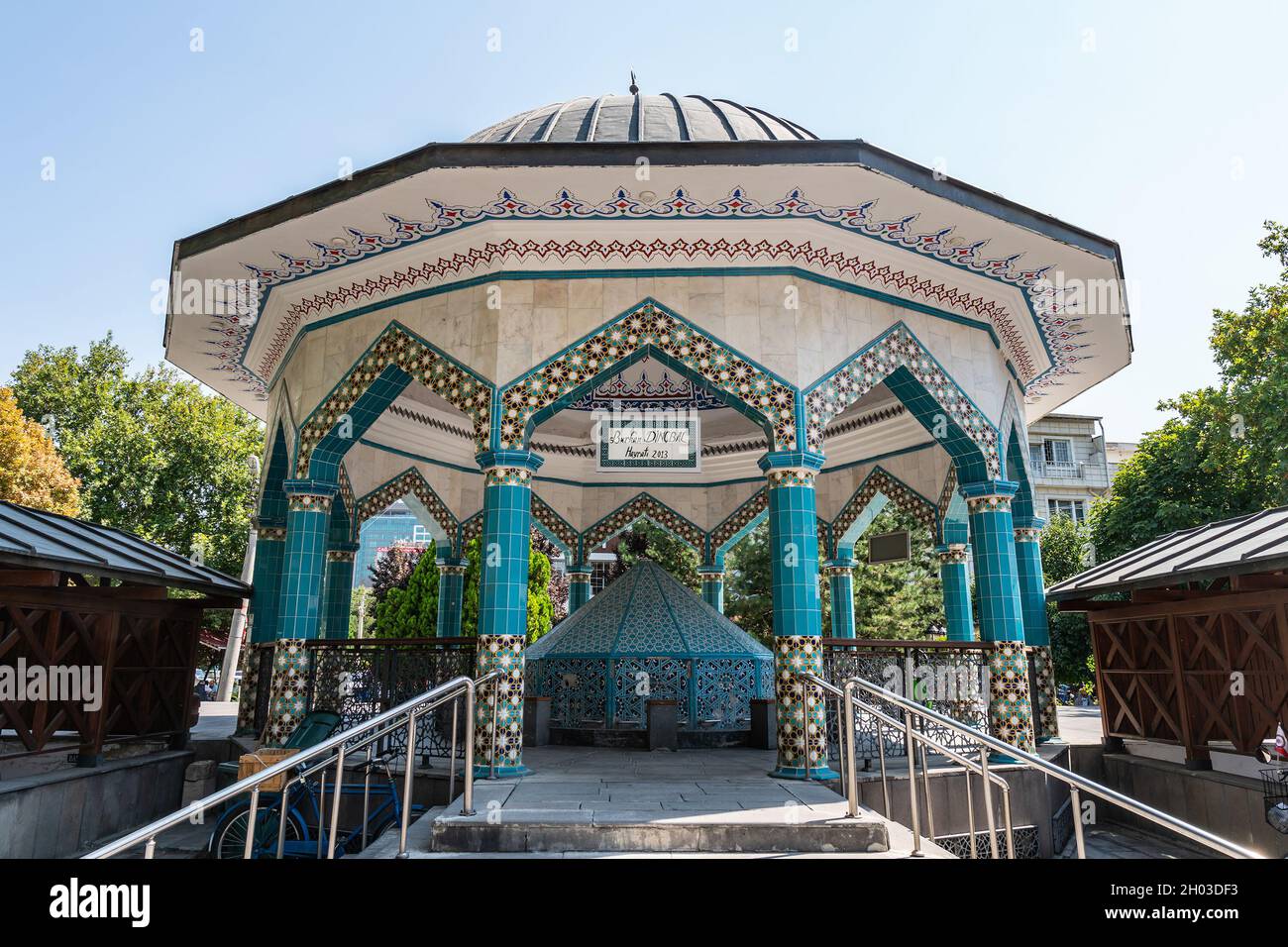 Kayseri Hunat Hatun Mosque Breathtaking Picturesque View of Wudu Pavilion on a Blue Sky Day in Summer Stock Photo