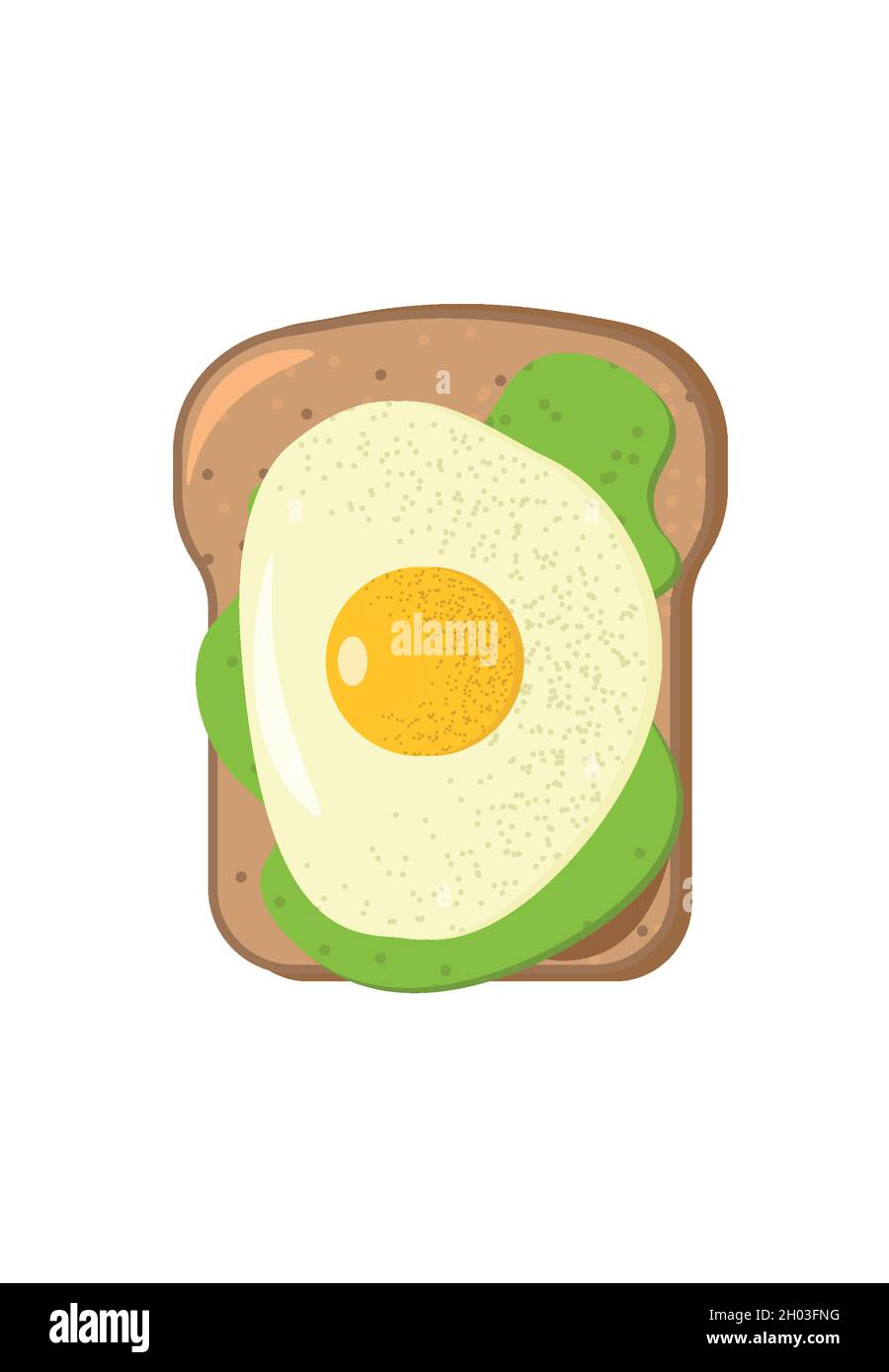 Avocado toast. Healthy wholesome breakfast with green avocado toast and egg Stock Vector