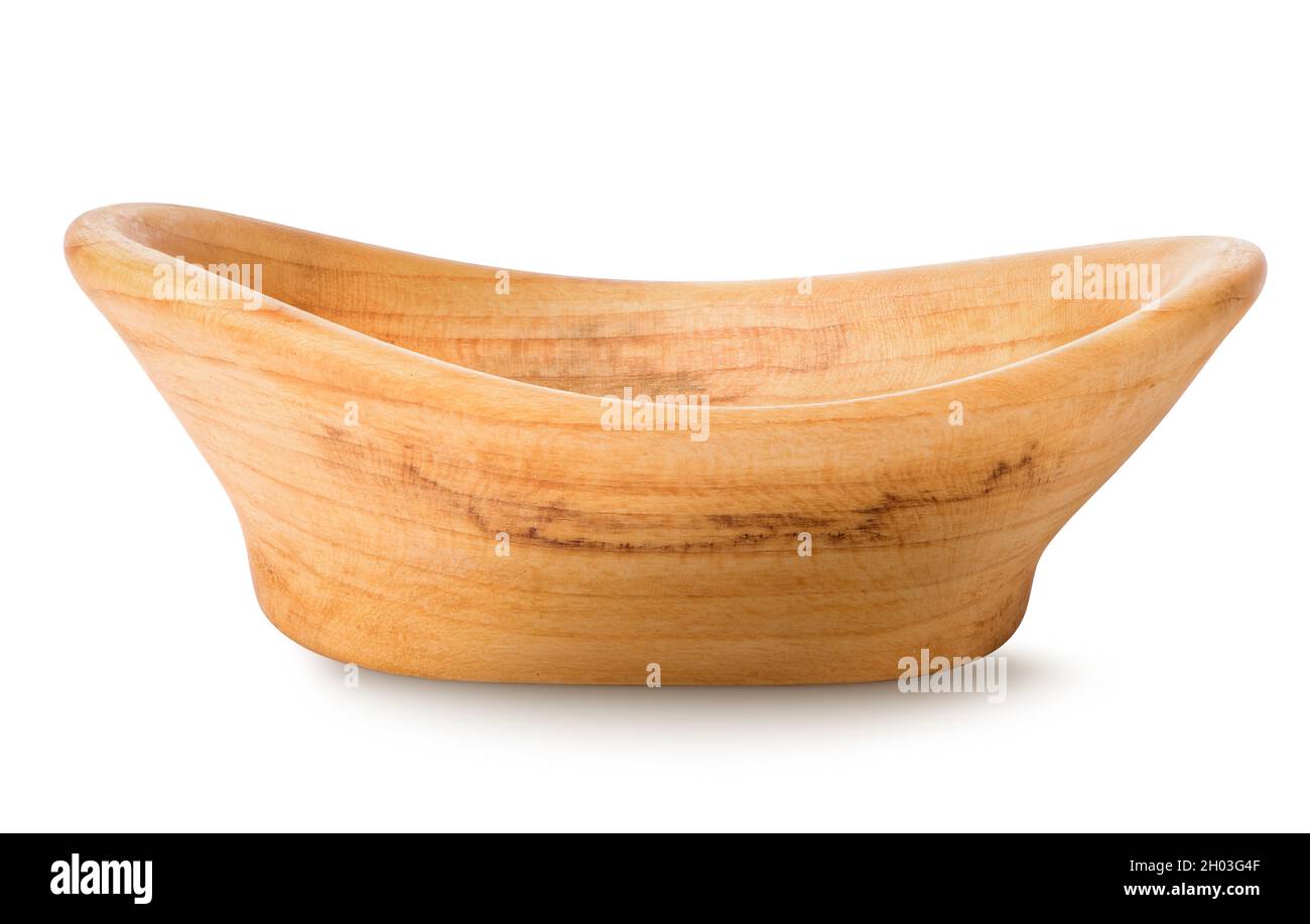 Wooden bowl isolated on a white background Stock Photo