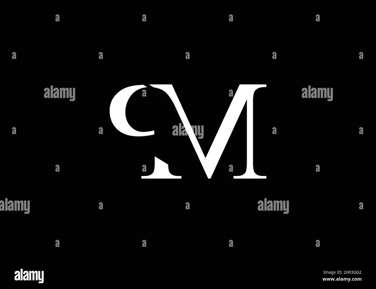Creative letter CM negative space style initial logo concept Stock Vector