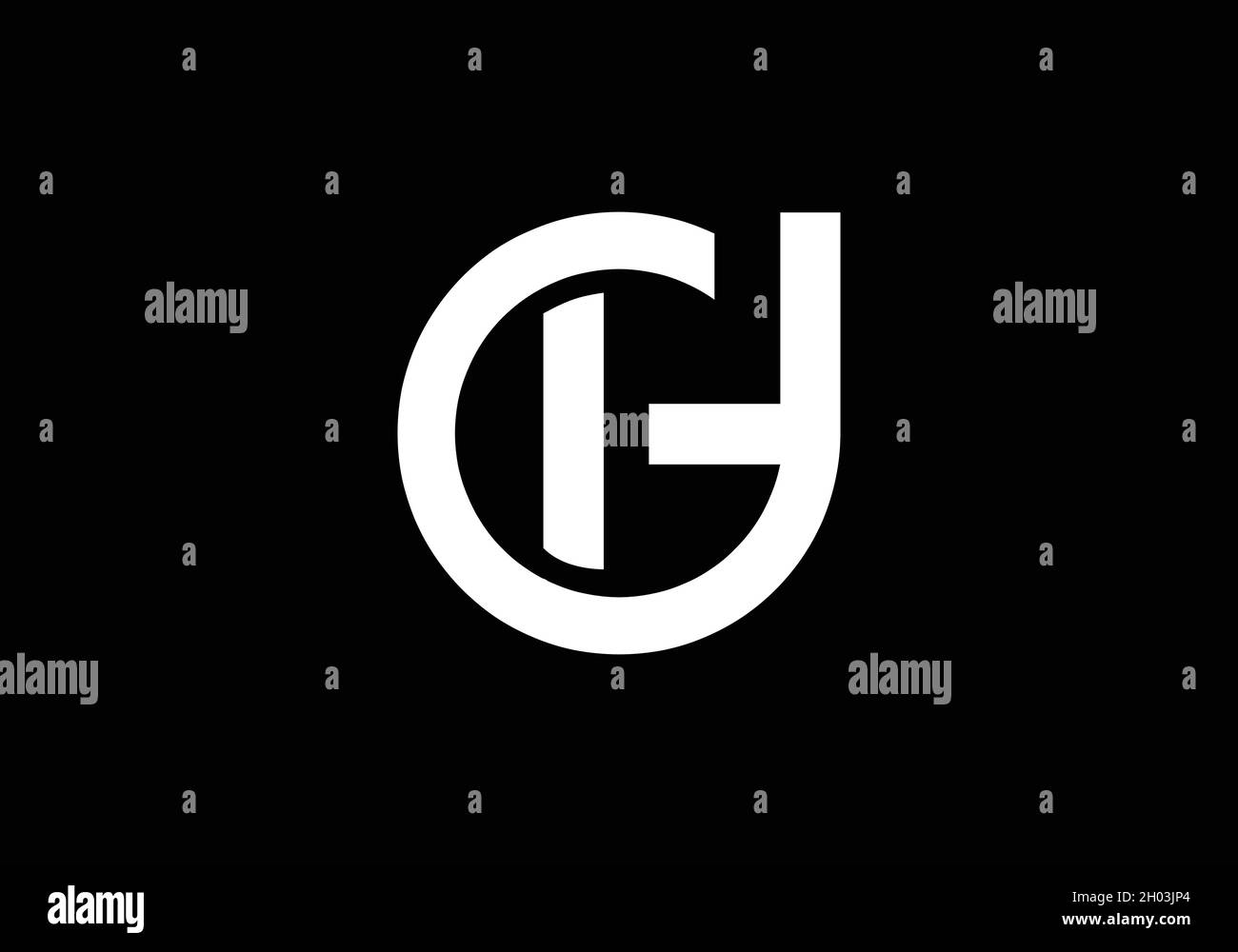 Creative letter GH negative space style initial logo concept Stock ...