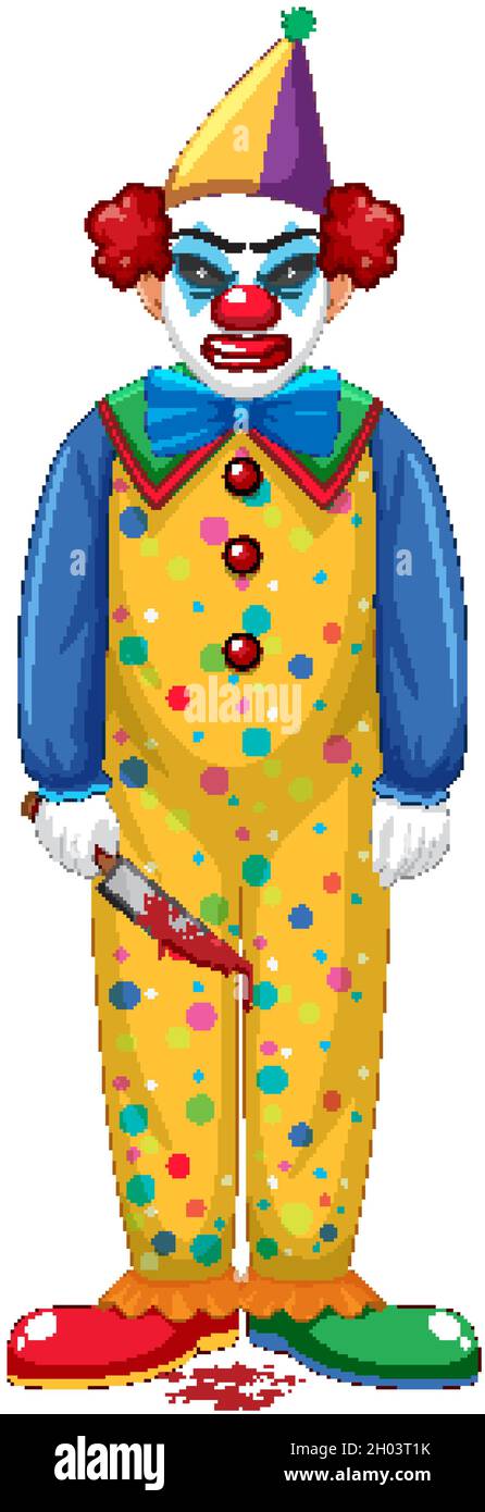 Scary clown character on white background illustration Stock Vector ...