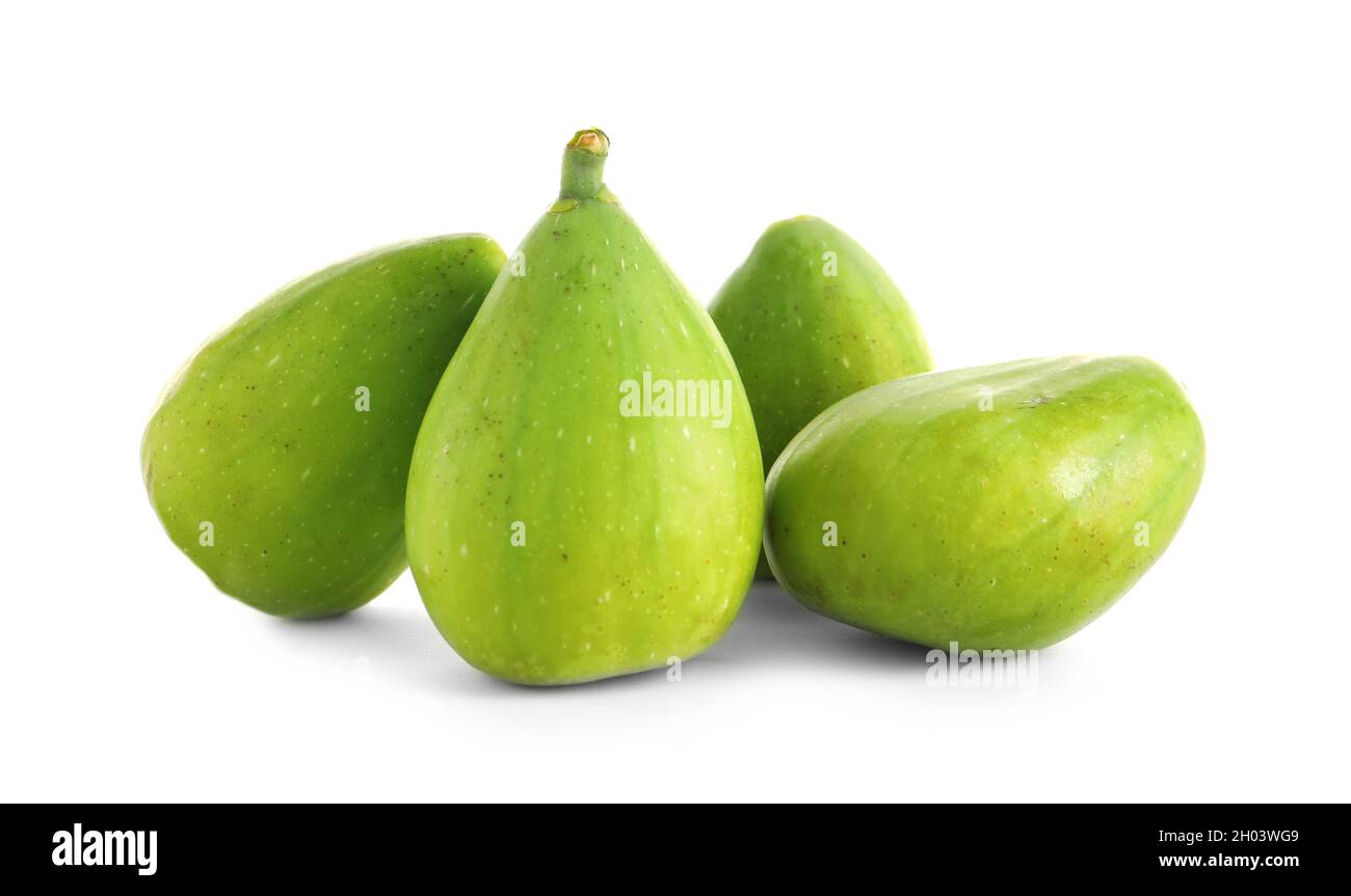 Fresh green figs isolated on white. Tropical fruit Stock Photo Alamy