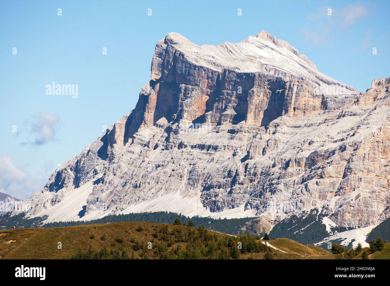 Kreuzkofel Gruppe, view of mount Heiligkreuzkofel and Zehnerspitze or Cima Dieci, South Tirol, Dolomites mountains, Italy Stock Photo