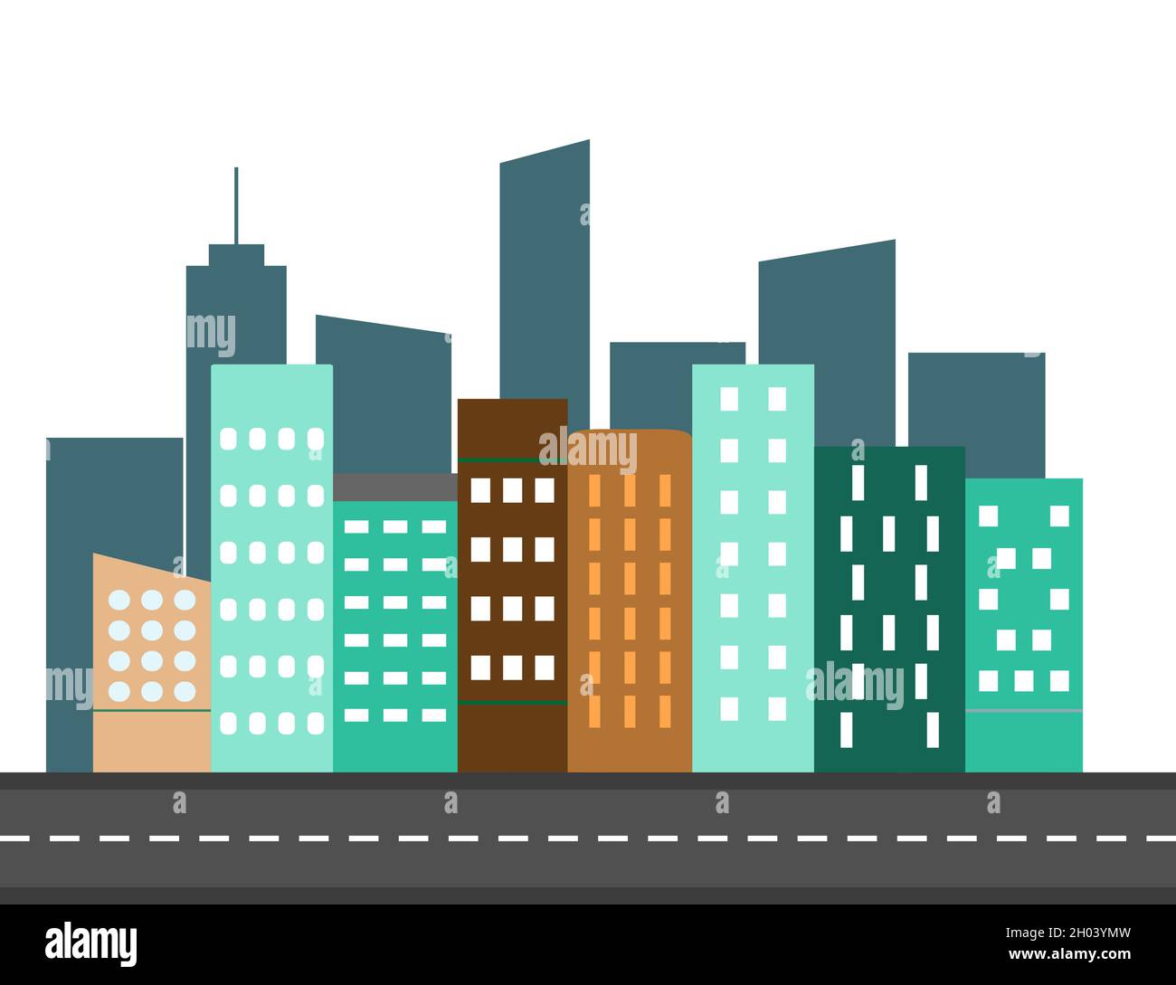 Vector illustration. City landscape view flat Stock Vector Image & Art ...