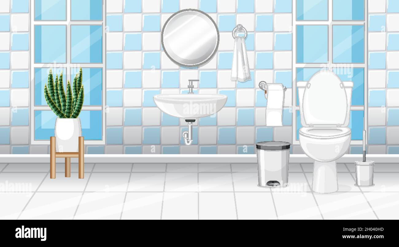 Bathroom interior design with furniture illustration Stock Vector Image ...