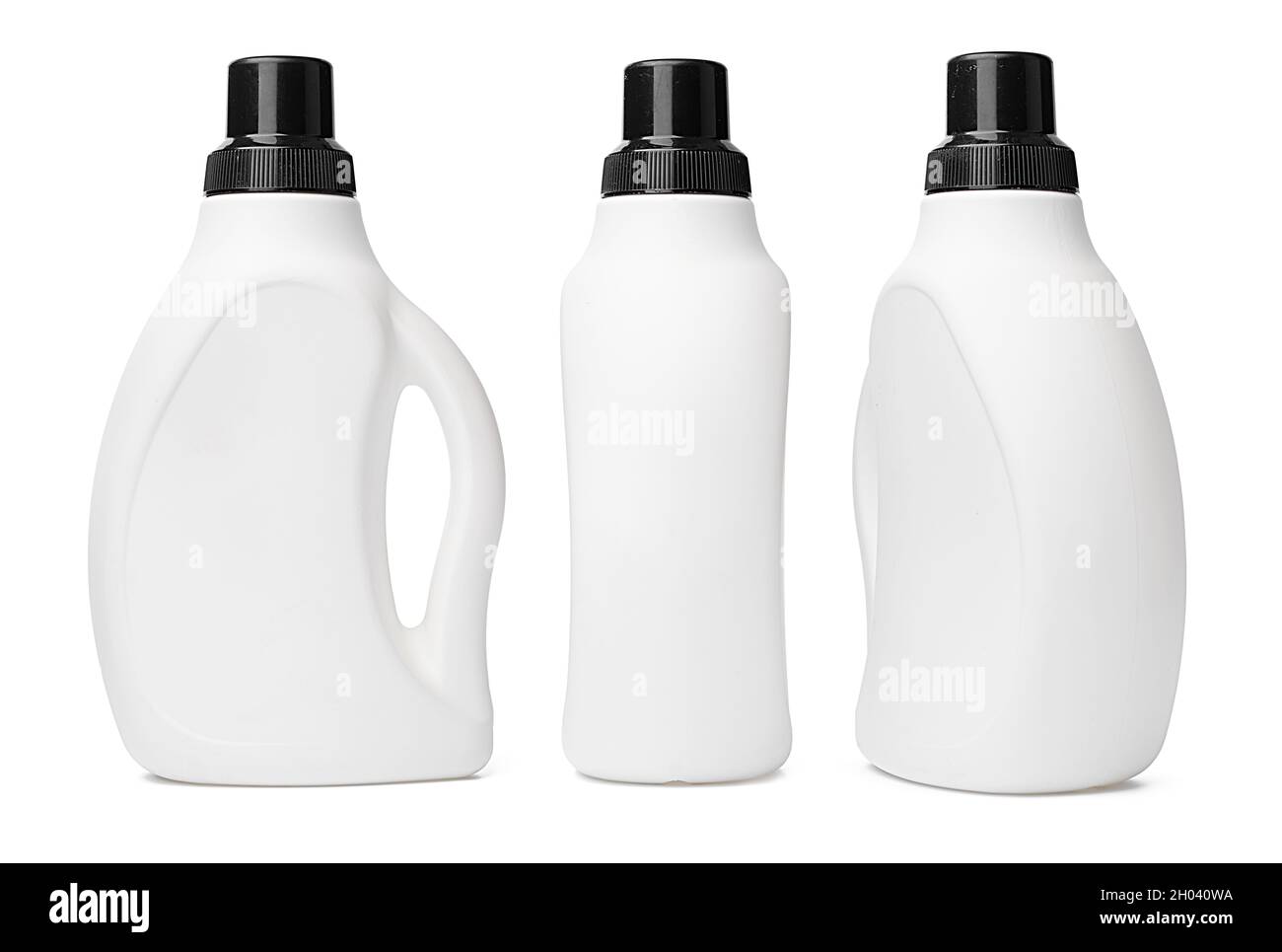 White plastic bottle of washing liquid isolated on white background