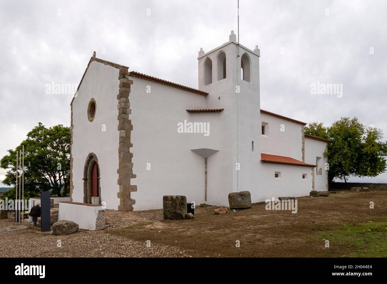 The ancient church of Santa Maria do Castelo, located in a central level area within the castle walls in Abrantes, Portugal, Europe Stock Photo