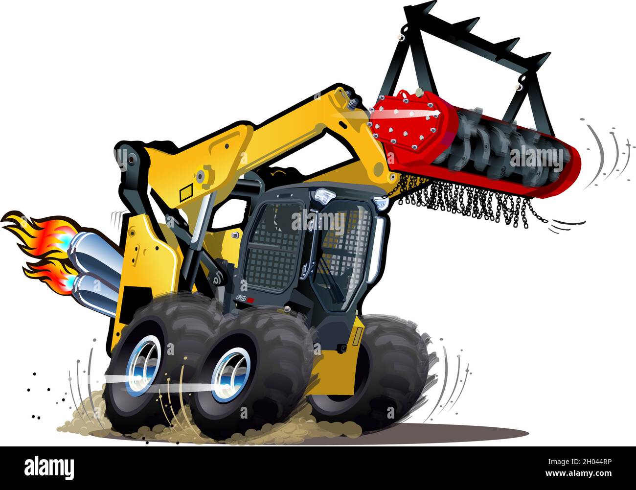 Vector Cartoon Mulcher Tractor. Available EPS-10 vector format separated by groups for easy edit Stock Vector