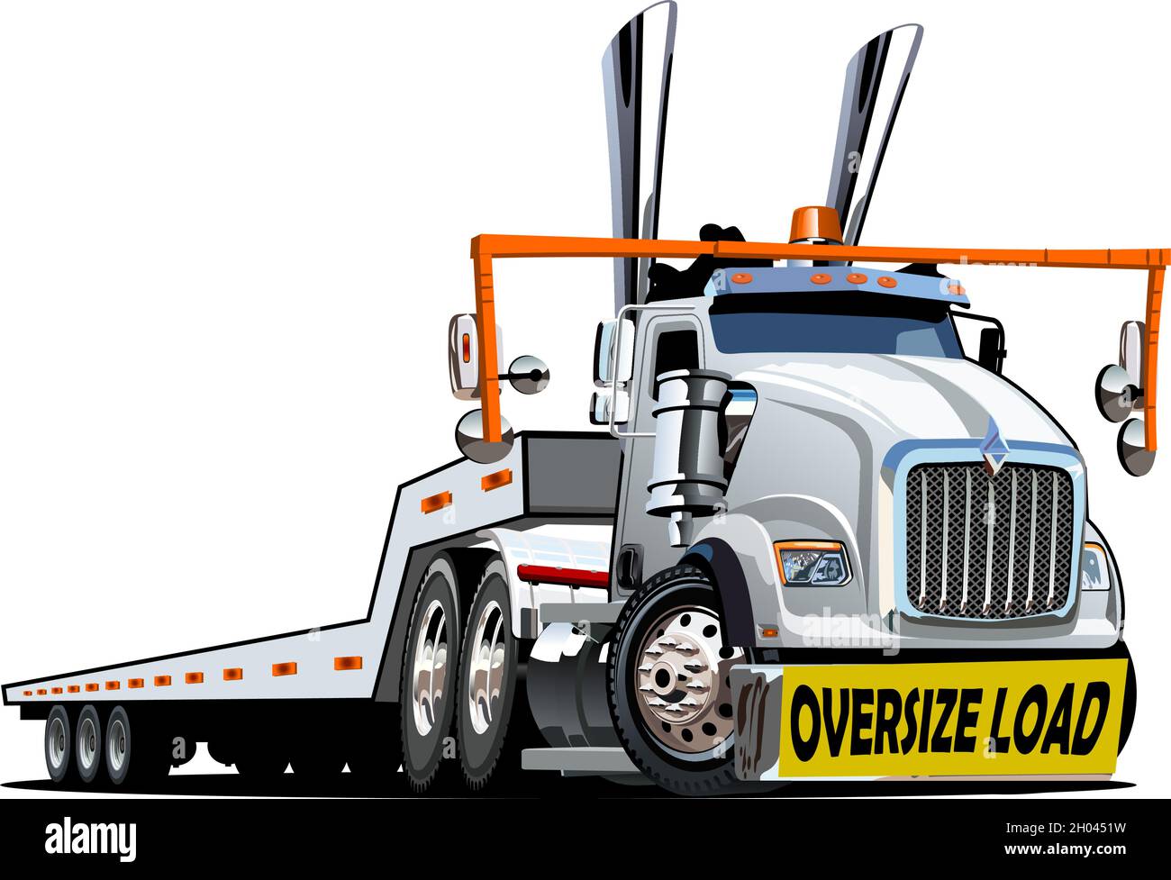 Cartoon oversize load transporter truck isolated on white background. Available EPS-10 vector format separated by groups and layers for easy edit Stock Vector