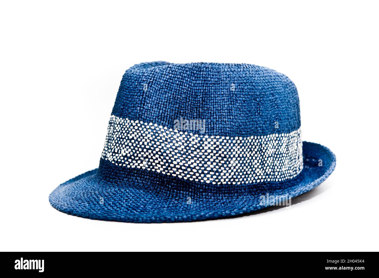blue Trilby hat isolated Stock Photo