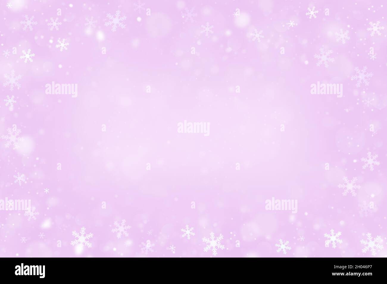 Soft pink christmas background with snow flakes frame Stock Photo - Alamy