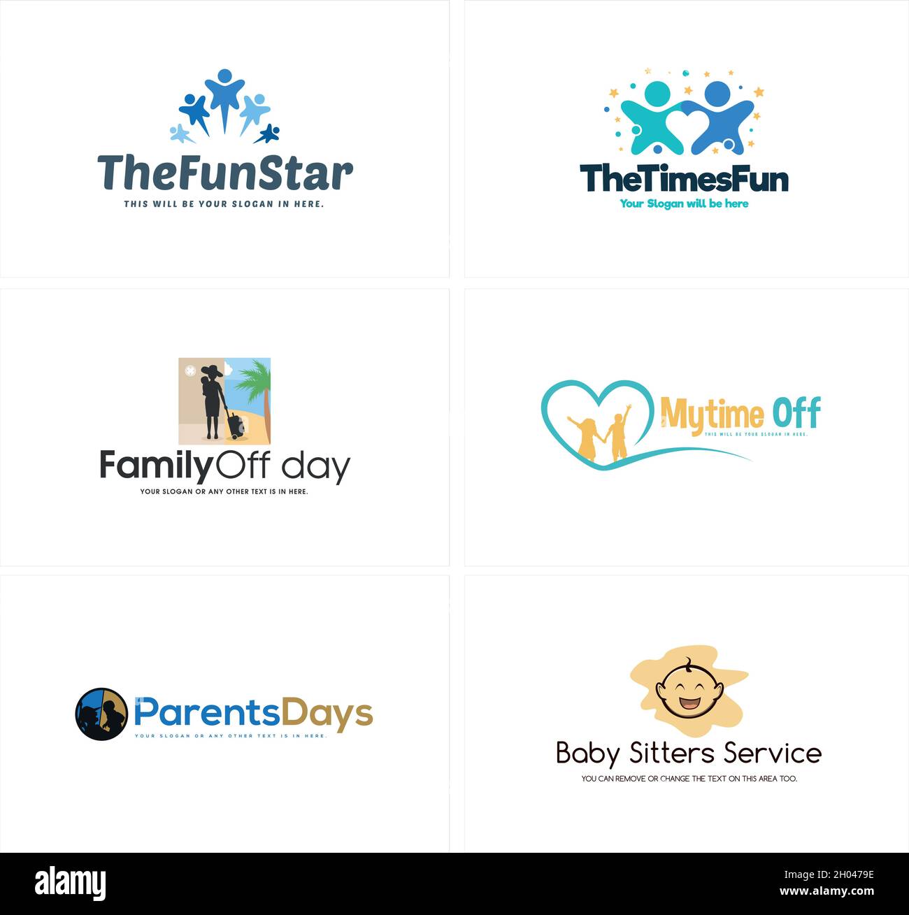 Playful kids parents childcare logo design Stock Vector