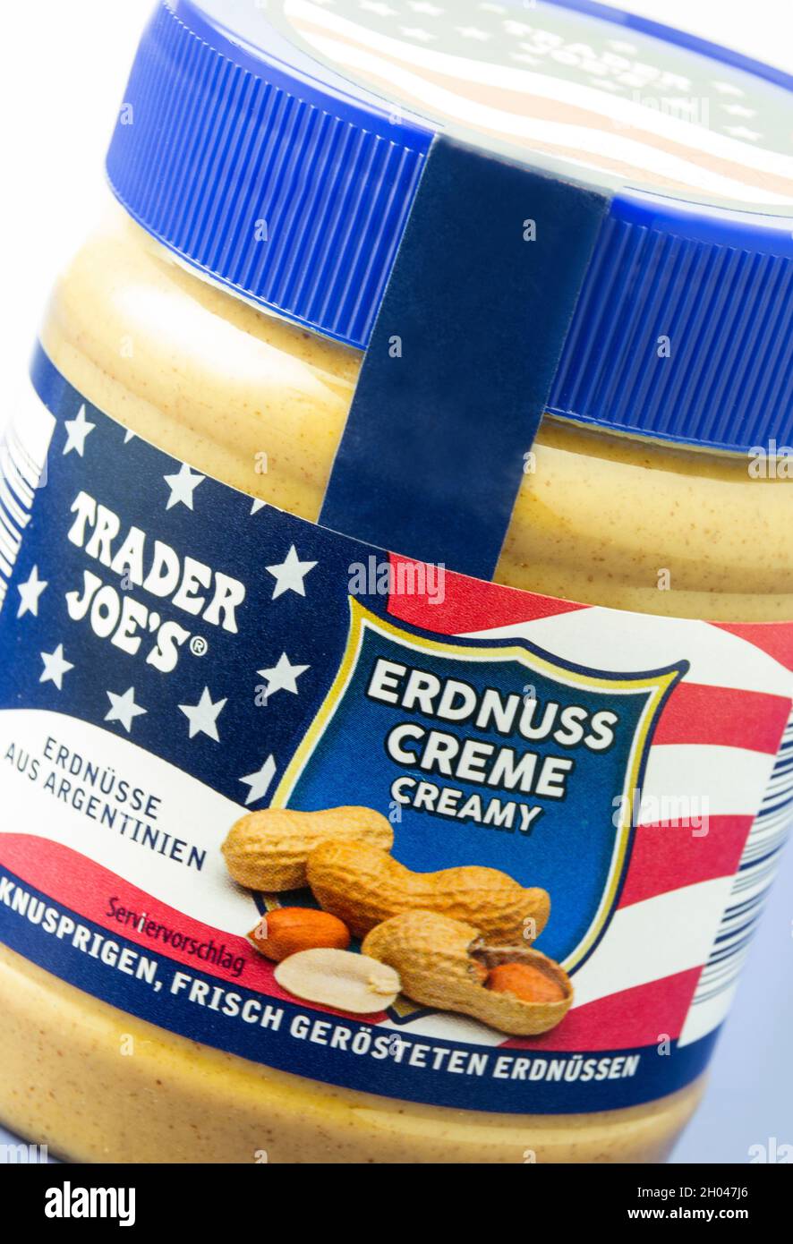 Hamburg, Germany October 1 2021 Erdnusscreme Trader Joe's Peanut