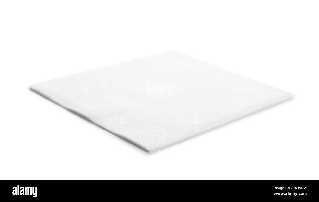 One clean paper napkin on white background Stock Photo - Alamy
