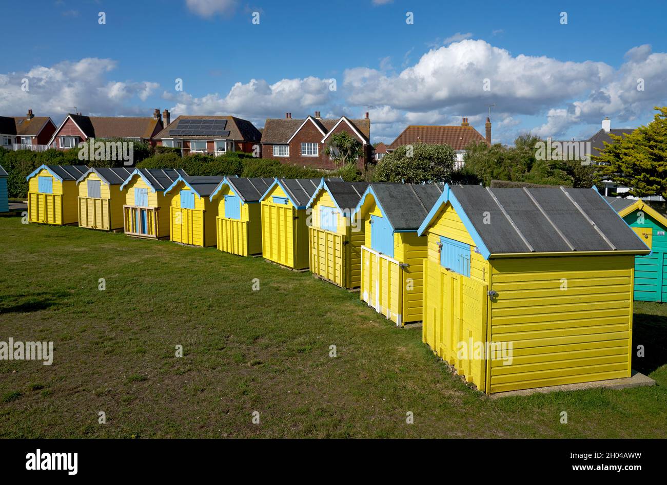 beach huts bogor regis Stock Photo