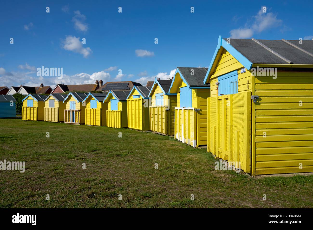 beach huts bogor regis Stock Photo