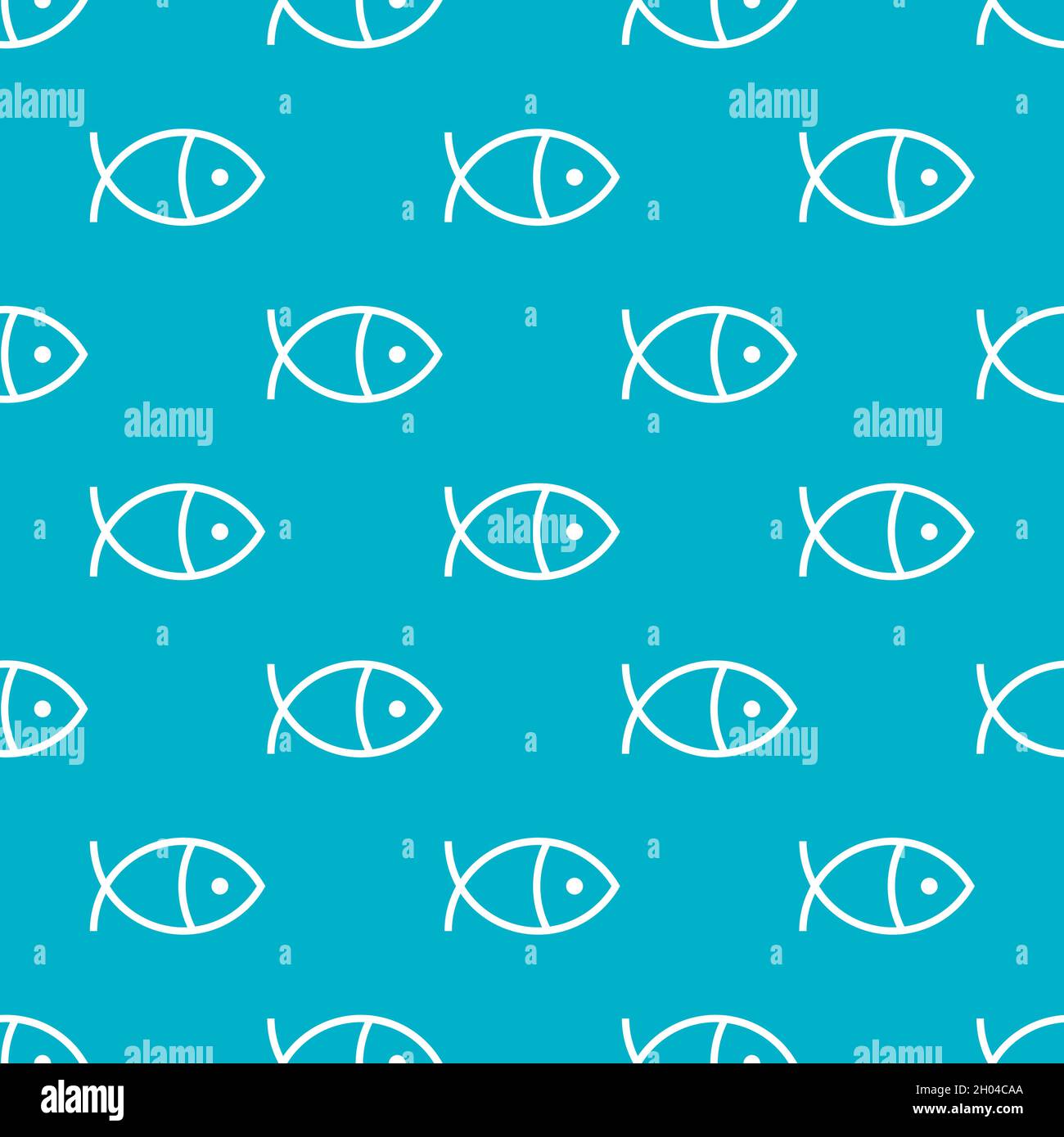 Fish pattern. Seamless minimal background with marine line animals for