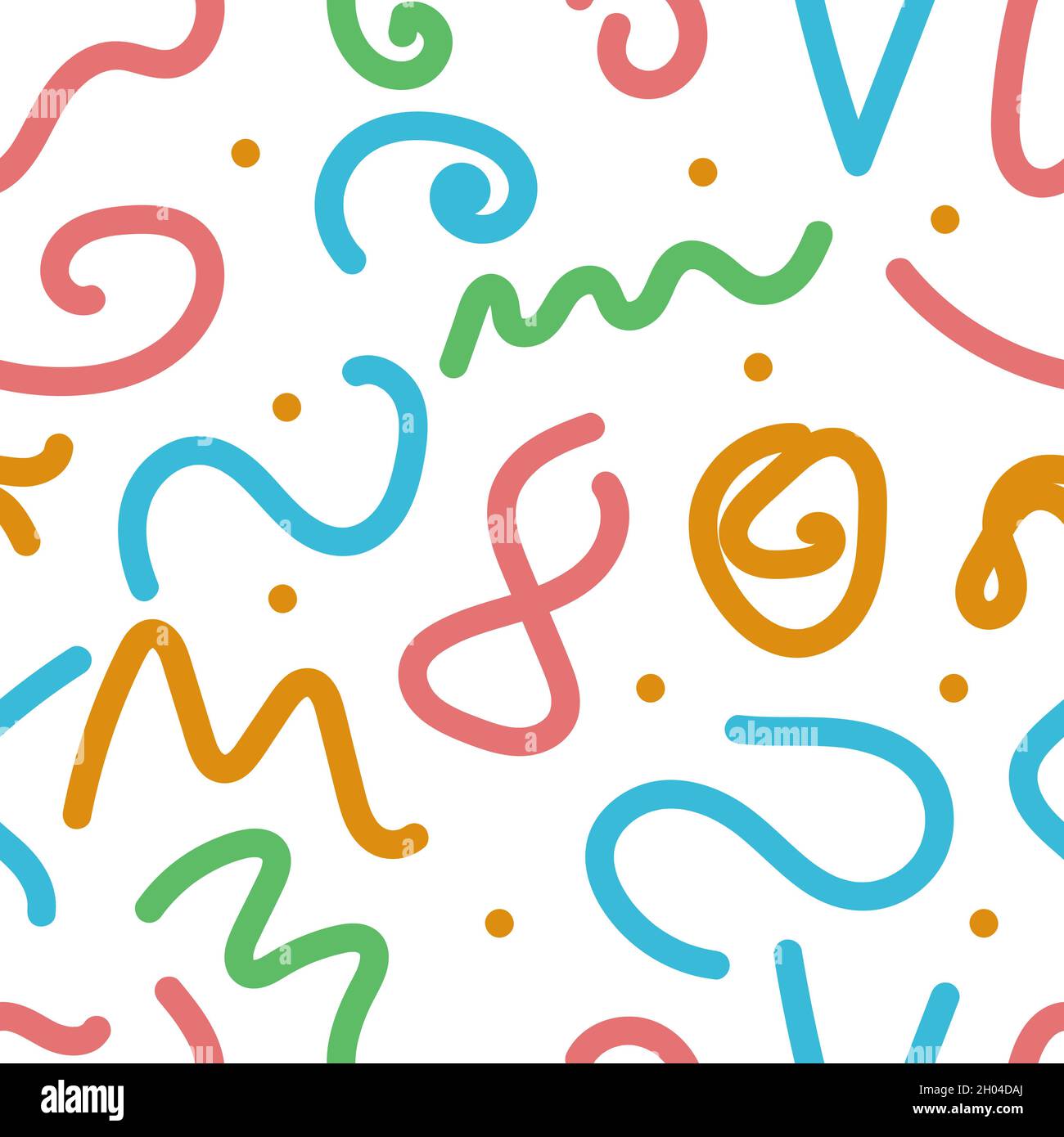 Hand drawn abstract seamless pattern in Memphis style Stock Vector ...
