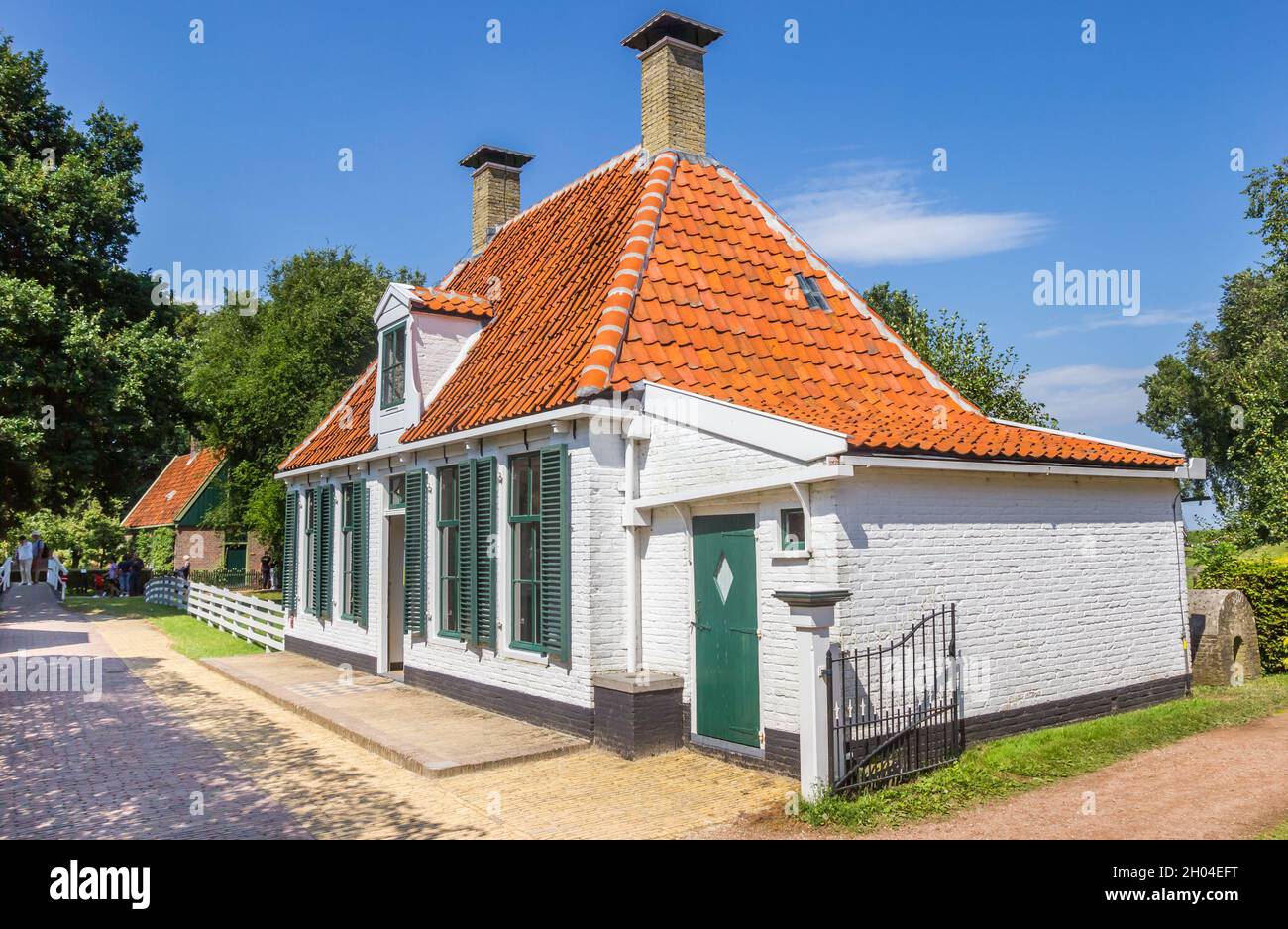 Little white house in the historic center of Enkhuizen, Netherlands Stock Photo
