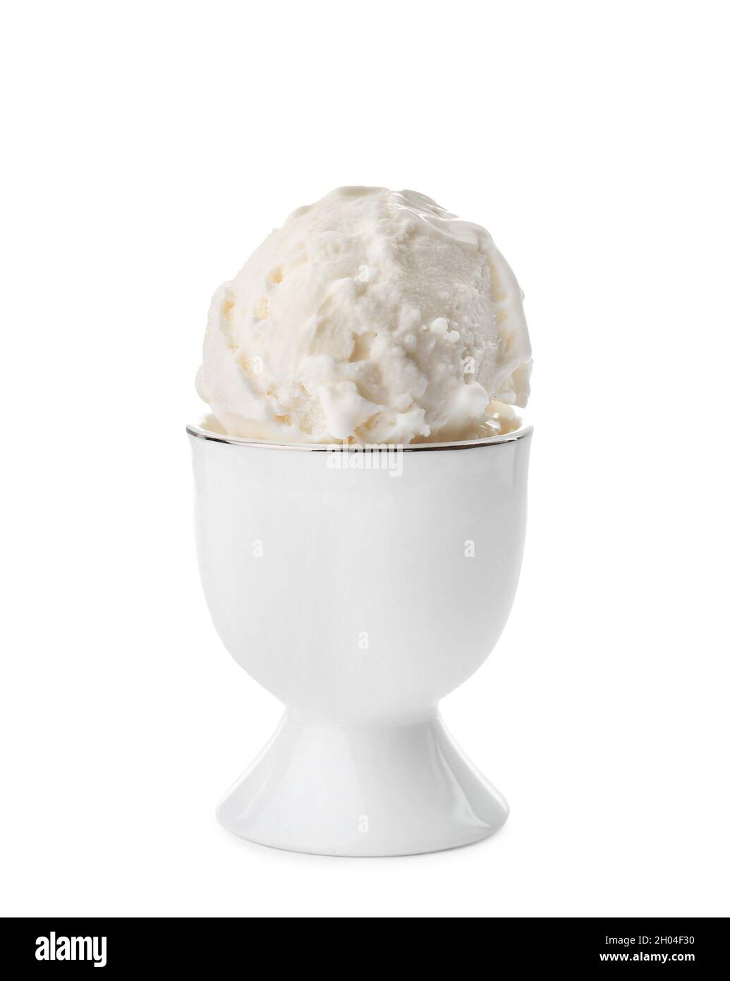 Bowl with tasty vanilla ice cream on white background Stock Photo - Alamy