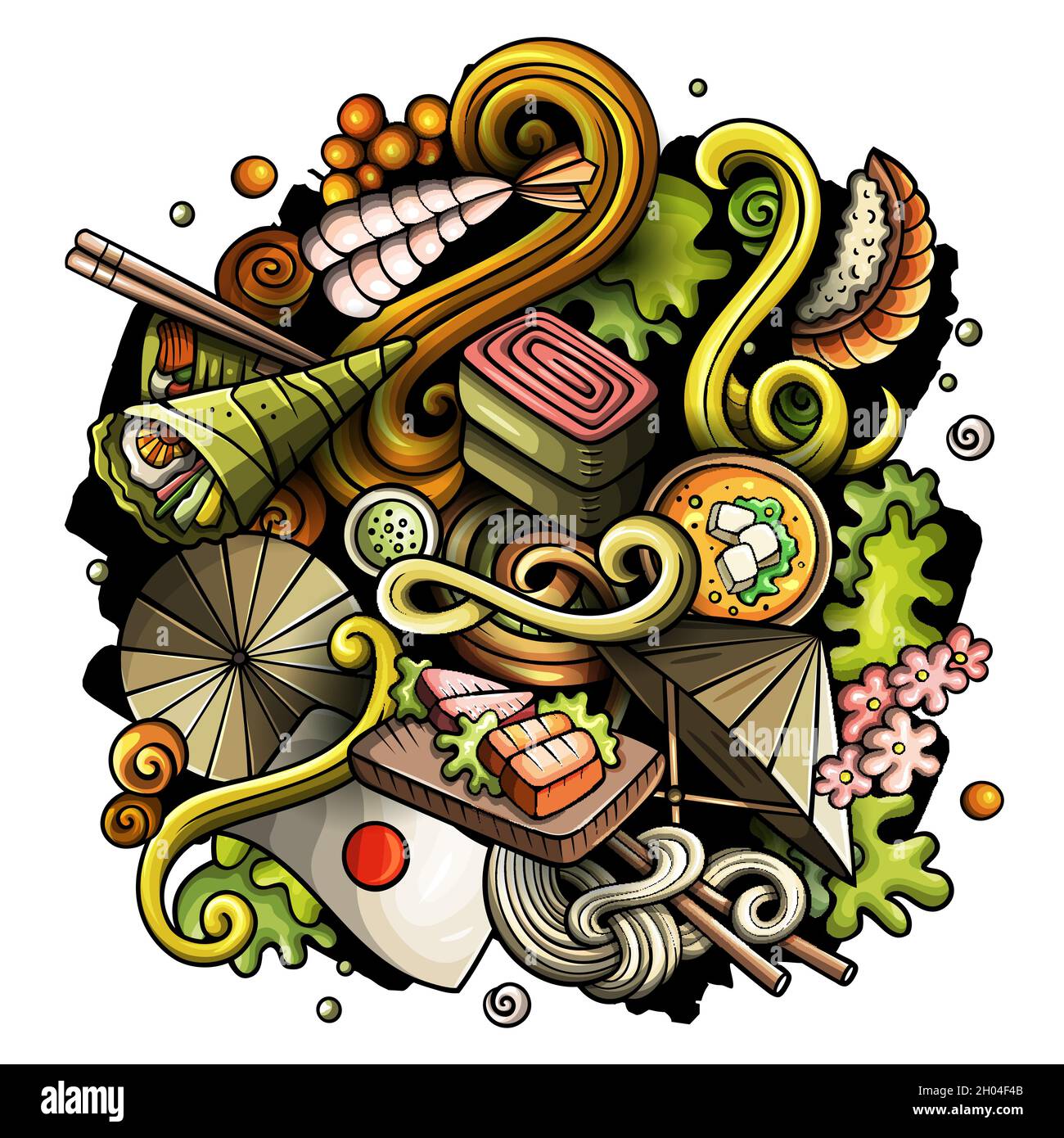 Cartoon vector doodles Japan food illustration Stock Vector Image & Art ...