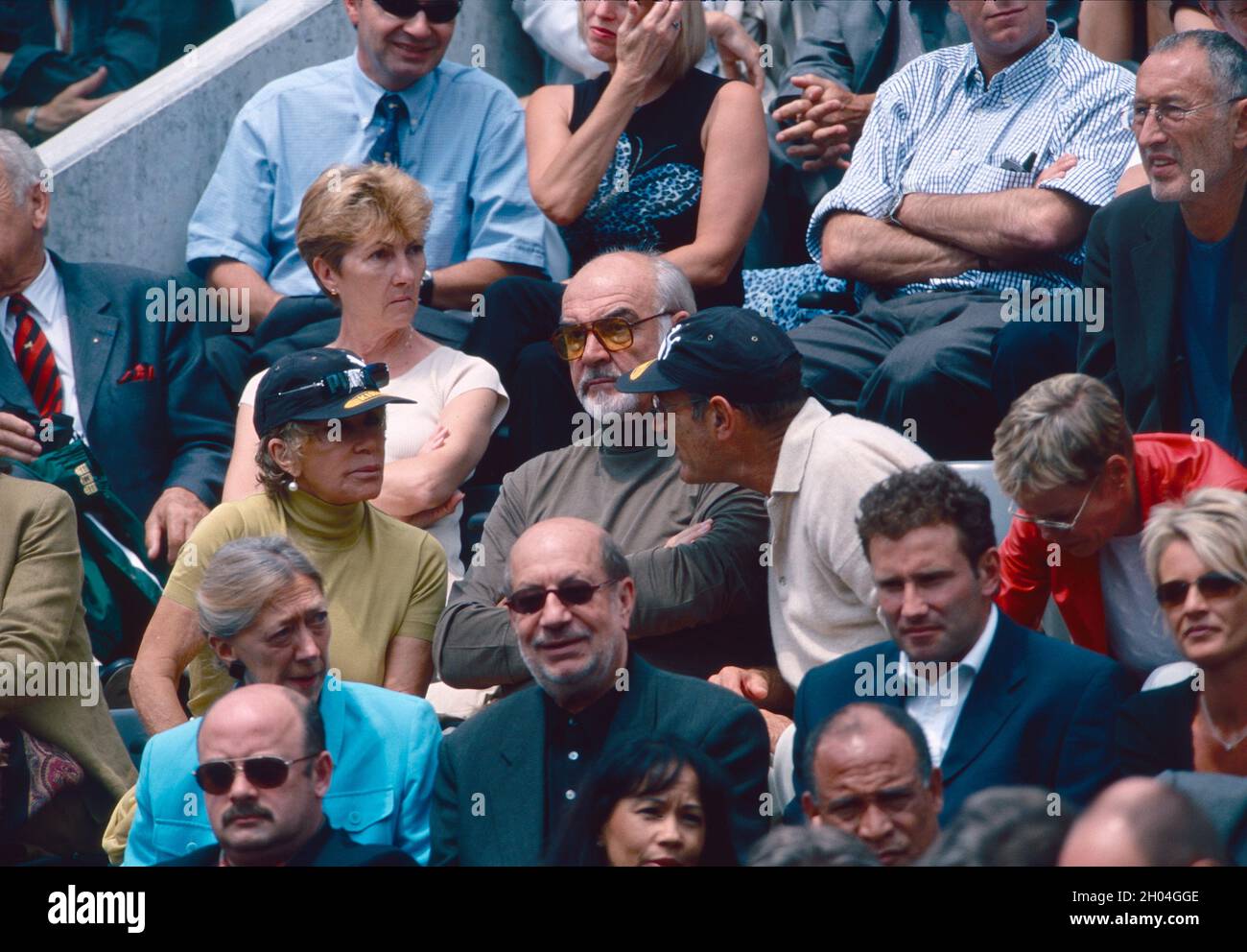 Scottish actor Sean Connery watching the tennis match, Roland Garros, France 2001 Stock Photo