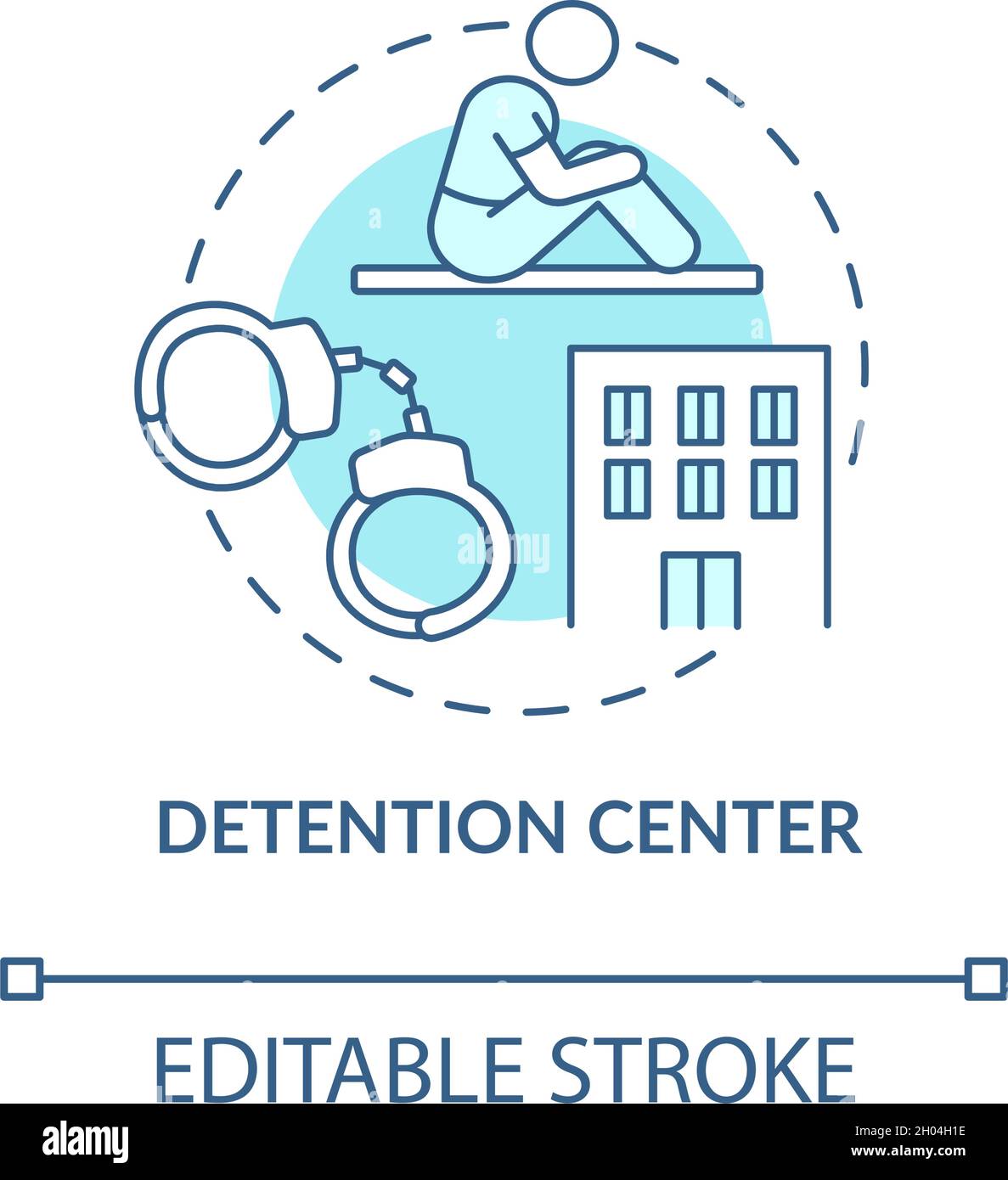 Detention center blue concept icon Stock Vector