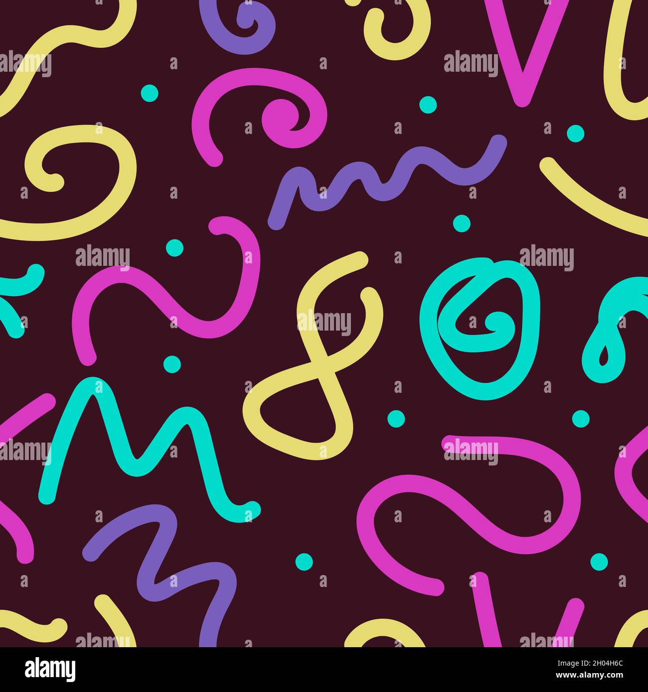 Hand drawn abstract seamless pattern in Memphis style. Vector doodle ...