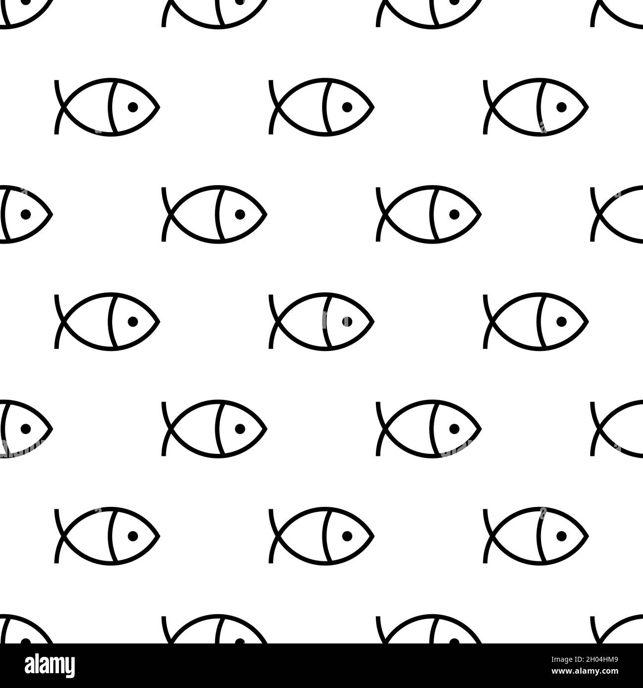 Fish white and black linear pattern. Seamless minimal background with ...