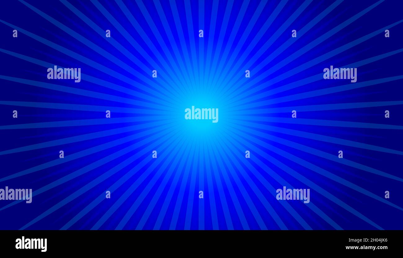 Summer sky with rays abstract banner. Blue background. Vector gradient illustration. Stock Vector