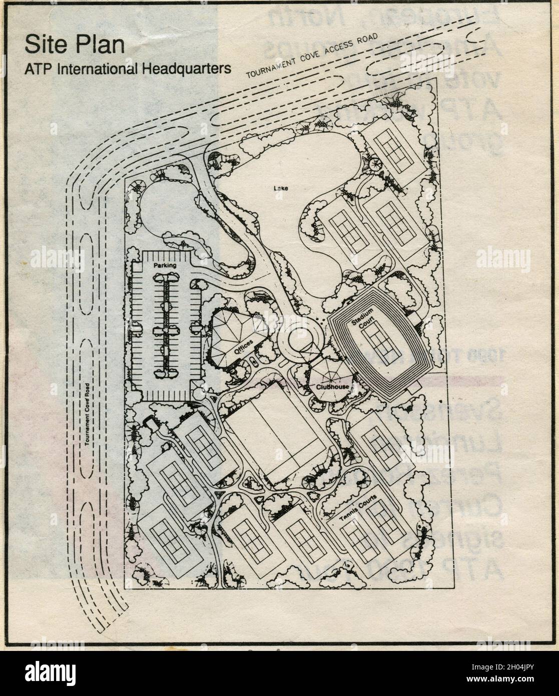 Site plan of the ATP Association Tennis Professionals Headquarters, 1988 Stock Photo