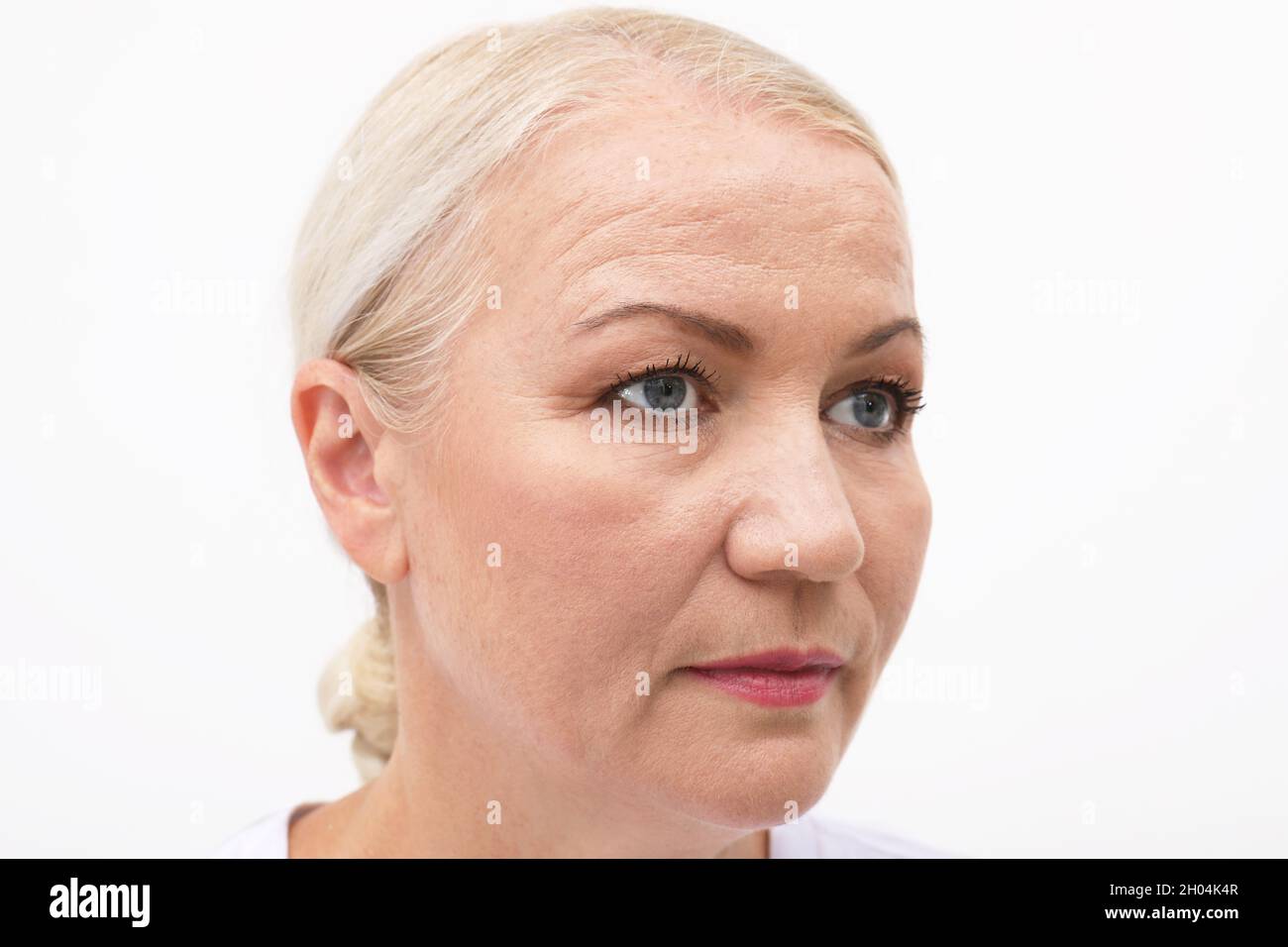 Portrait of beautiful older woman on white background Stock Photo - Alamy