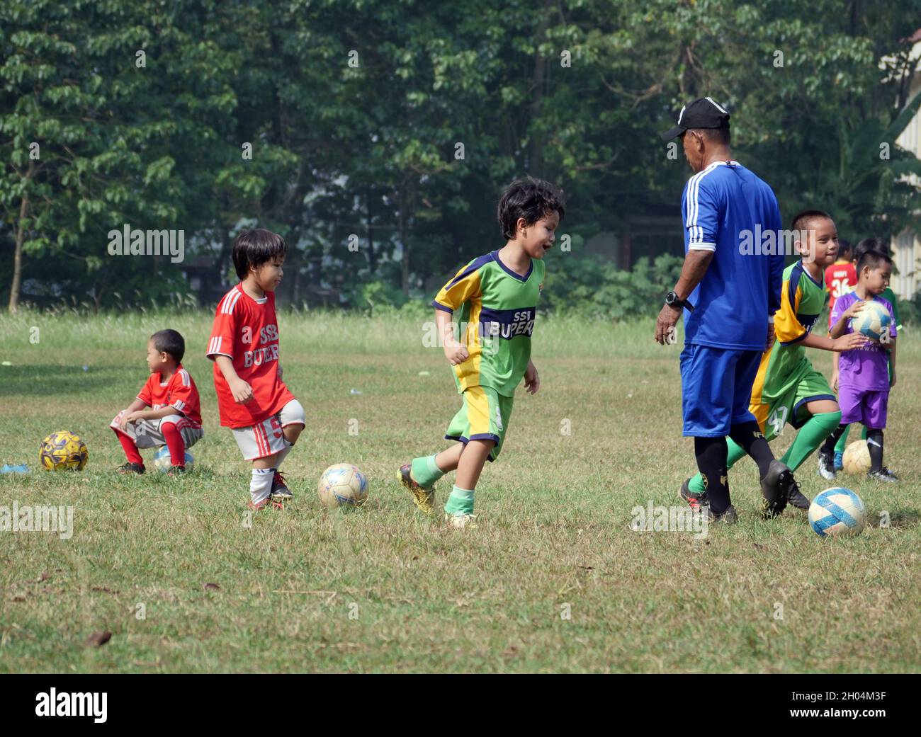 JAKARTA, INDONESIA Sep 05, 2021 The children practice soccer on the