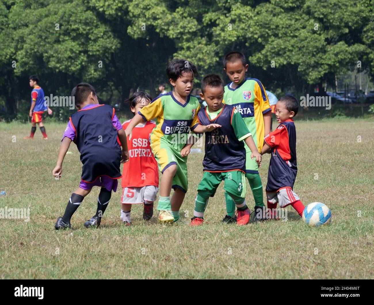 JAKARTA, INDONESIA Sep 05, 2021 The children practice soccer on the