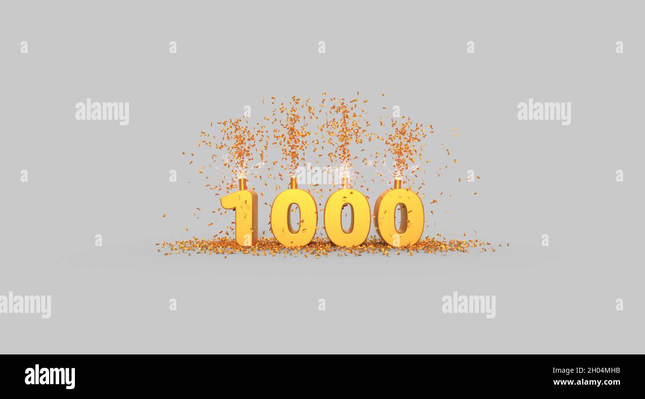 one thousand celebration - thank you illustration - 3D rendering Stock Photo
