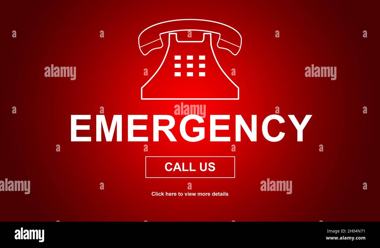 Concept of emergency on red background Stock Photo - Alamy
