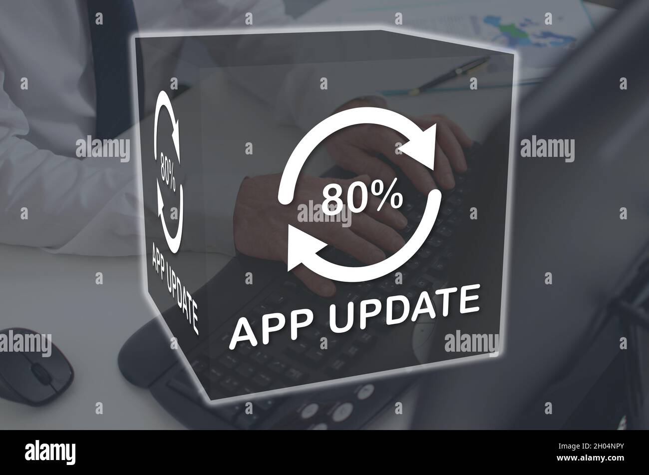 Application update concept illustrated by a picture on background Stock ...