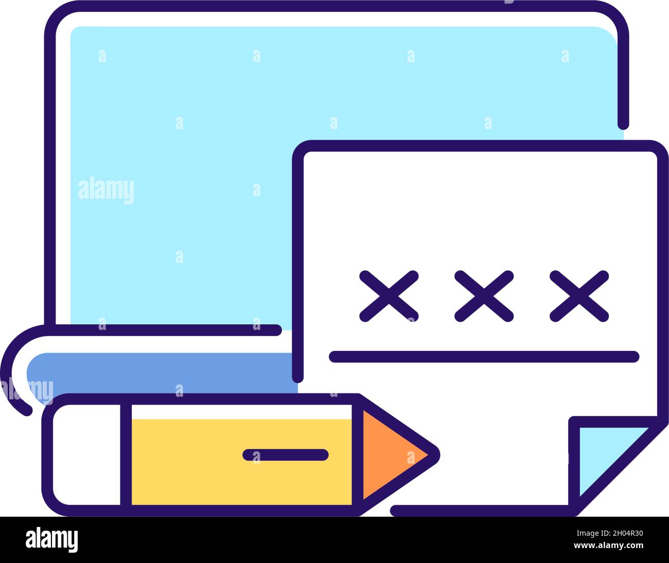 Using memo to remember password RGB color icon Stock Vector