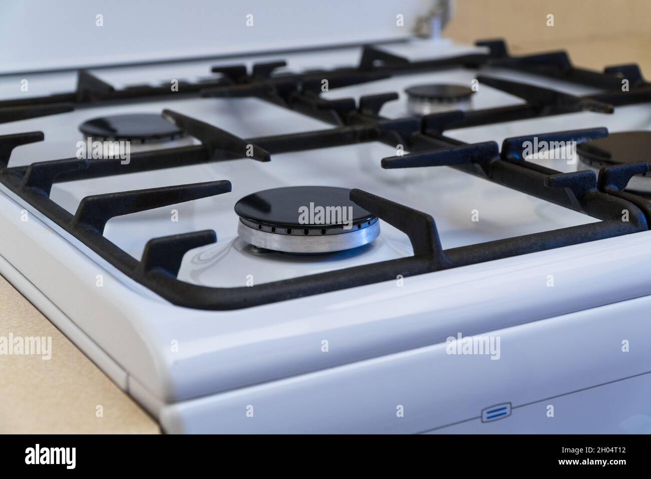 kitchen gas stove, gas burner off, shortage and crisis Stock Photo