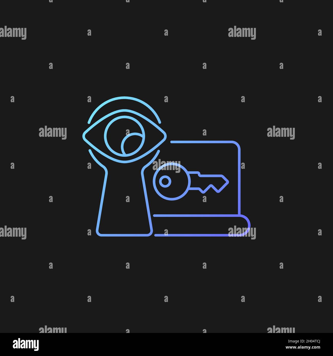 Shoulder surfing attack gradient vector icon for dark theme Stock Vector