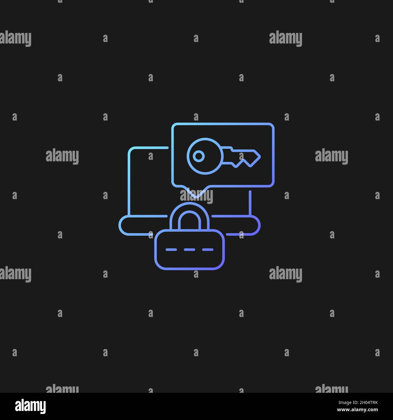 Laptop password requirement gradient vector icon for dark theme Stock Vector